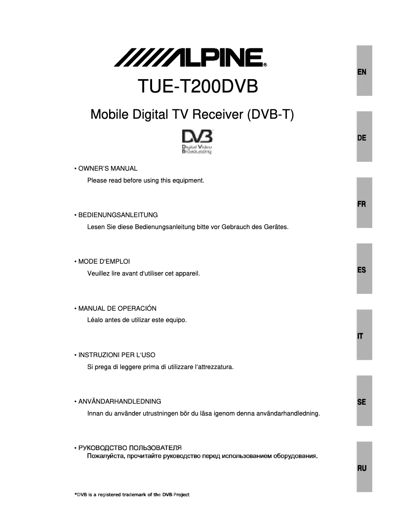 First page image of the manual for TUE-T200DVB