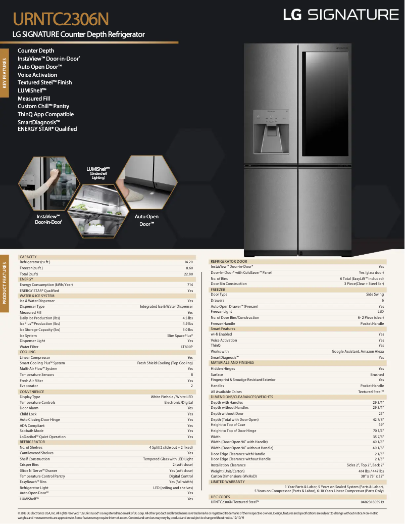 First page image of the manual for Signature URNTC2306N