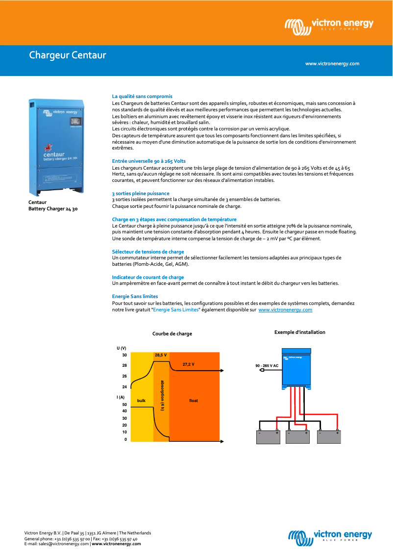 Page 1 of the manual Technical Sheet Victron Energy Centaur