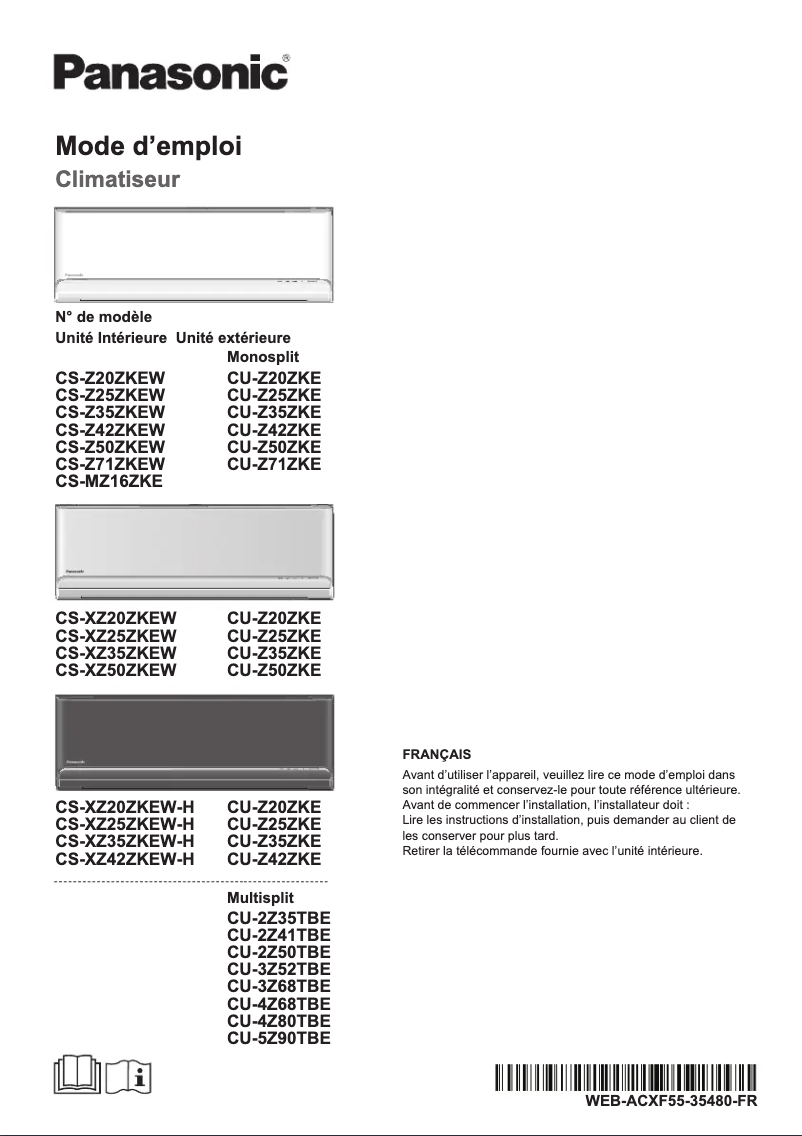 First page image of the manual for CU-Z71ZKE