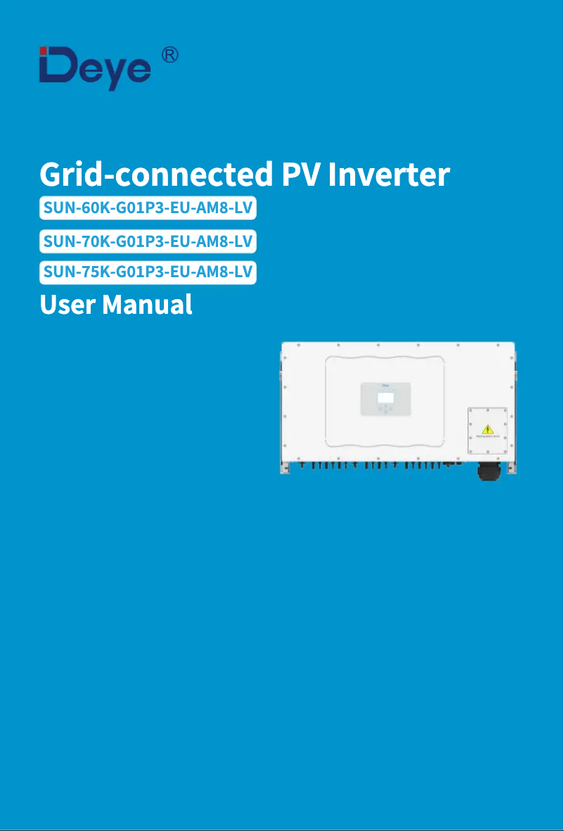 Page 1 of the manual User Manual Deye SUN-70K-G01P3-EU-AM8-LV