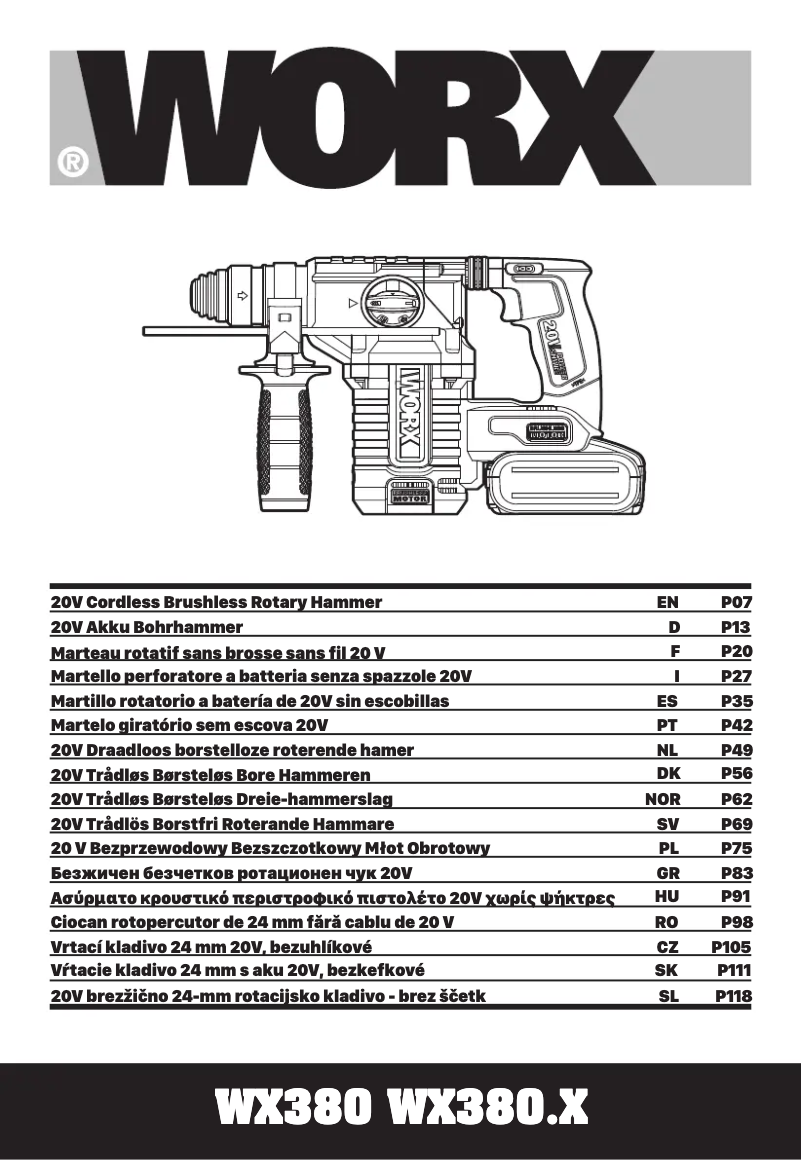 First page image of the manual for WX380.9