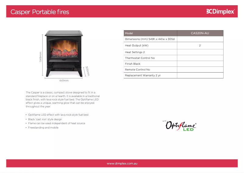 First page image of the manual for Casper CAS20N-AU