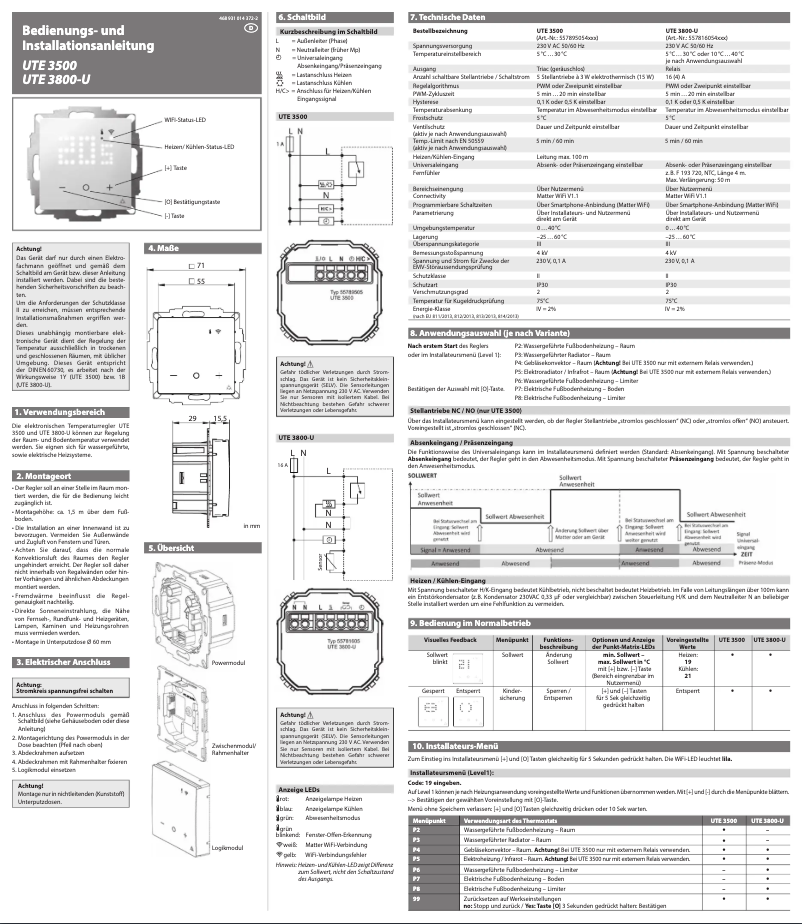 Image de la première page du manuel de l'appareil UTE 3500