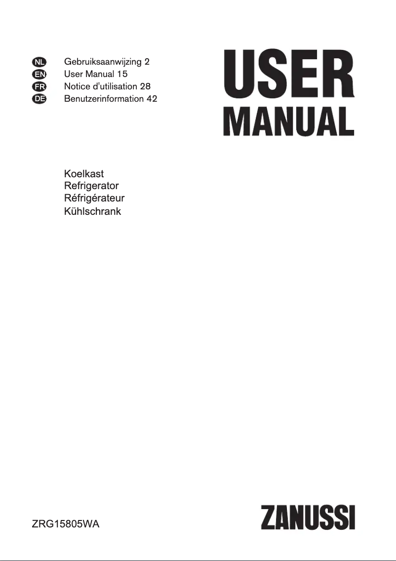 Page 1 of the manual User Manual Zanussi ZRG15805WA