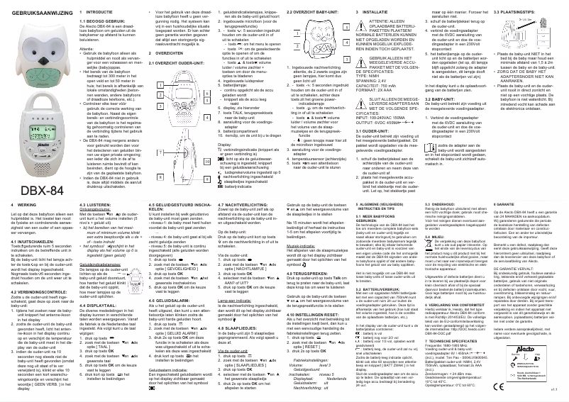 Page 1 of the manual User Manual Alecto DBX-84
