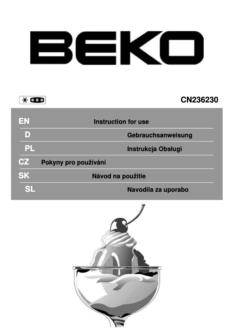 Page 1 of the manual User Manual Beko CN 236230