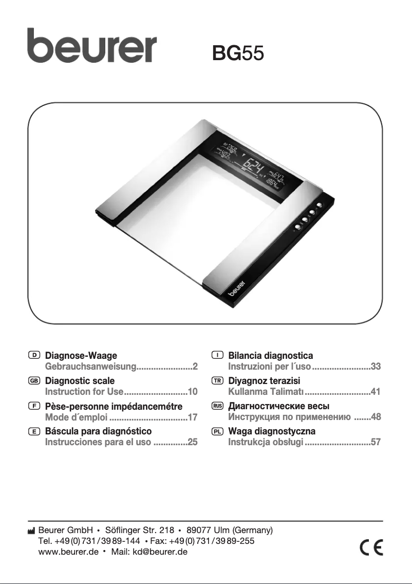 Page 1 of the manual User Manual Beurer BG 55
