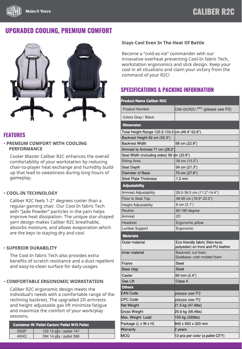 First page image of the manual for Caliber R2C