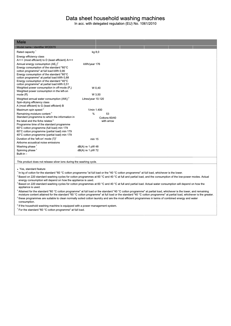 First page image of the manual for WCE 670 WCS