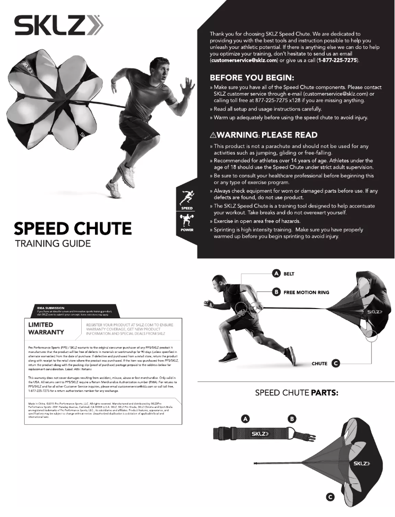 Page 1 of the manual User Manual SKLZ Speed Chute