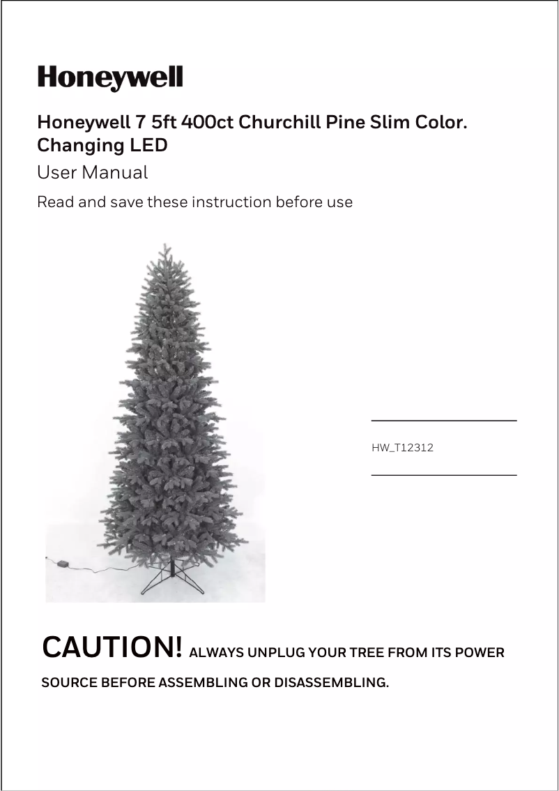 Page 1 of the manual User Manual Honeywell HW-T12312