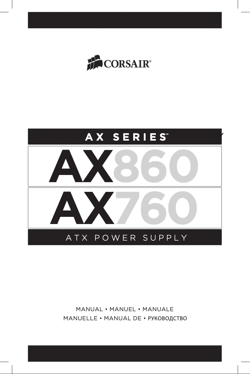 Page 1 of the manual User Manual Corsair AX860