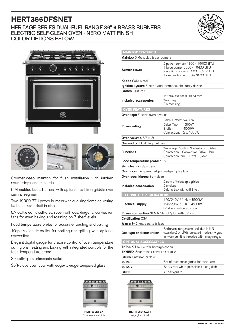First page image of the manual for HERT366DFSXT