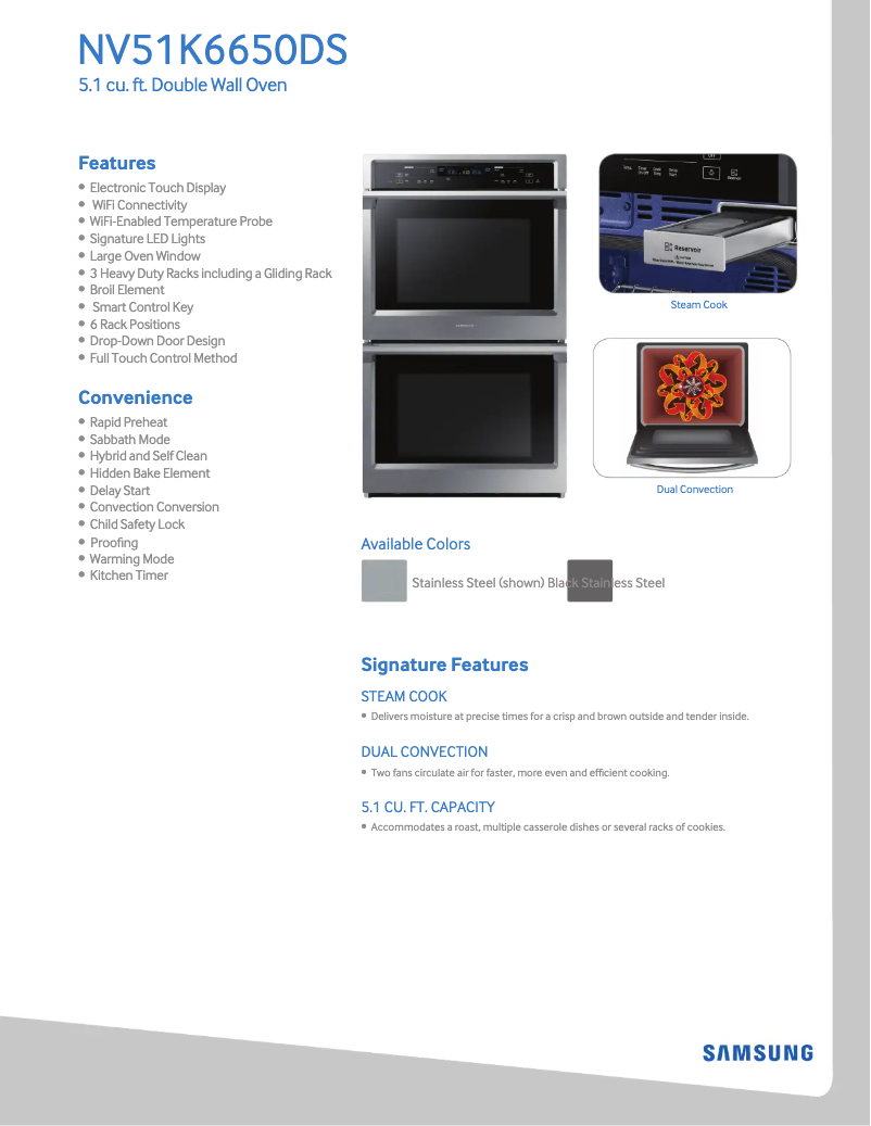 Page 1 of the manual Warranty Information Samsung NV51K6650DG