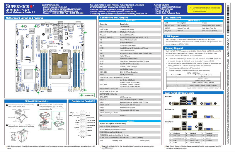 First page image of the manual for X11SPM-F