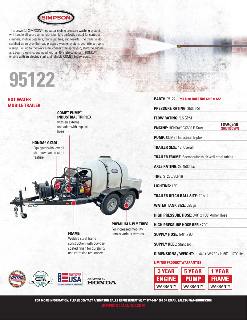 Page 1 of the manual Technical Sheet Simpson 95122