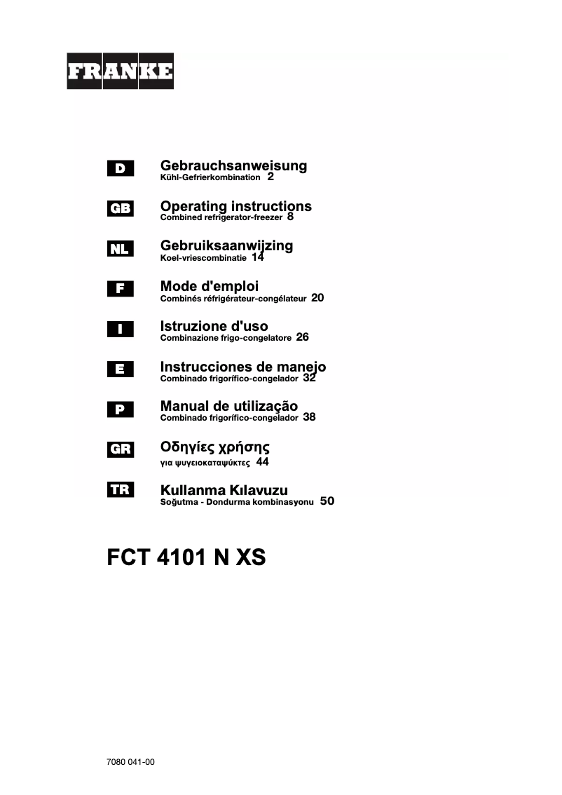 Image de la première page du manuel de l'appareil FCT 4101 N XS