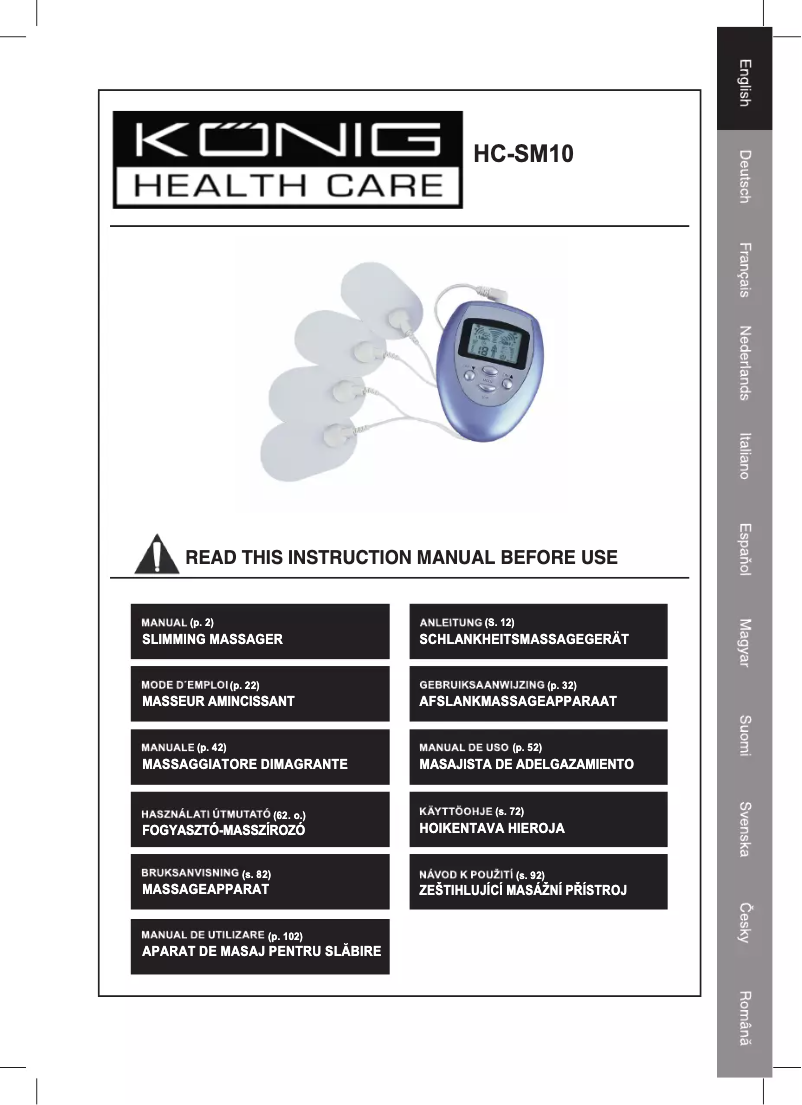 First page image of the manual for HC-SM10