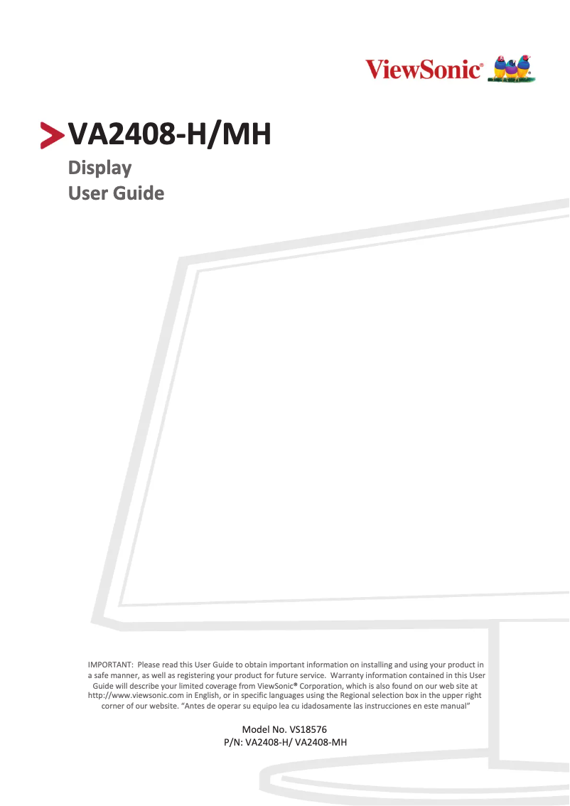 Image de la première page du manuel de l'appareil VA2408-H