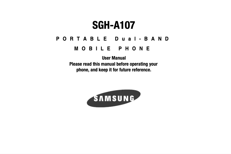 Page 1 of the manual User Manual Samsung SGH-A107
