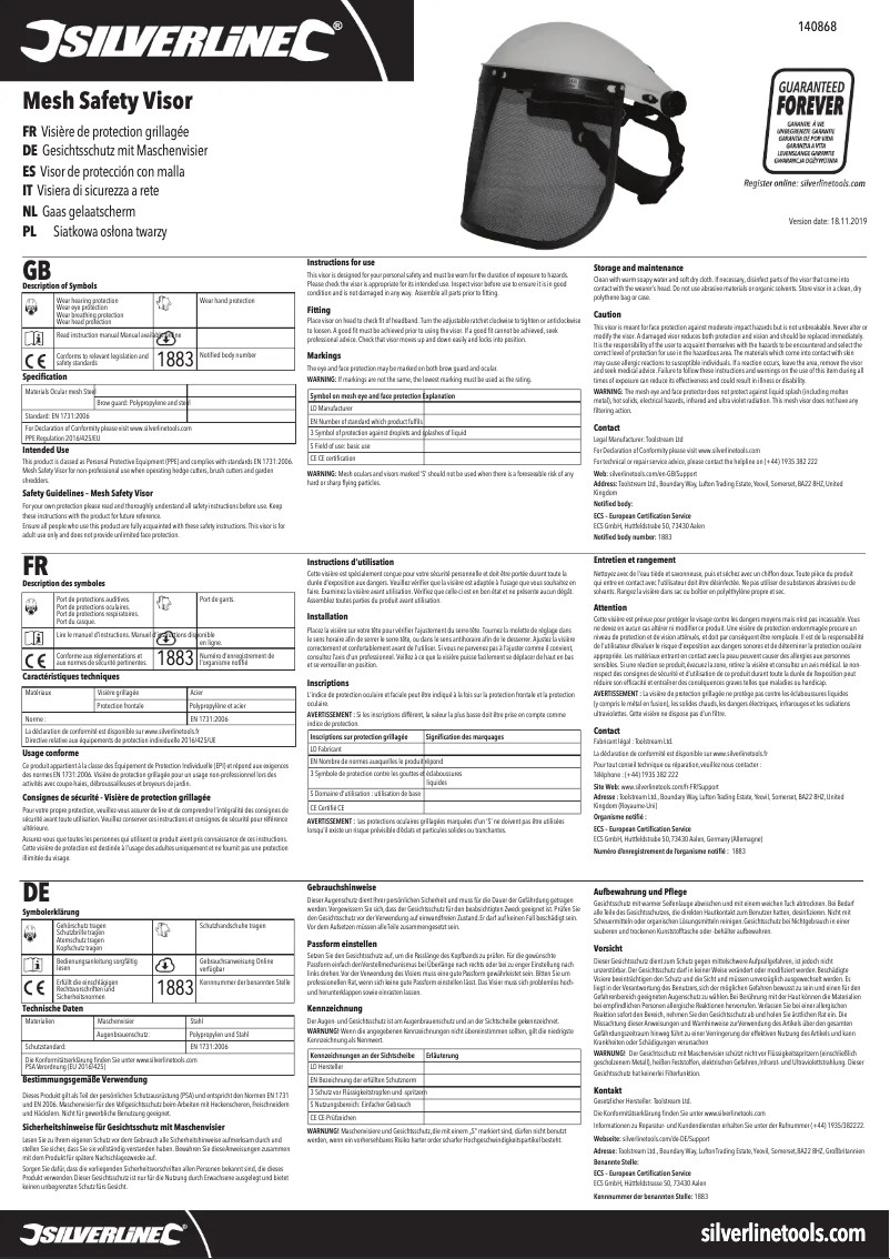 First page image of the manual for 140868