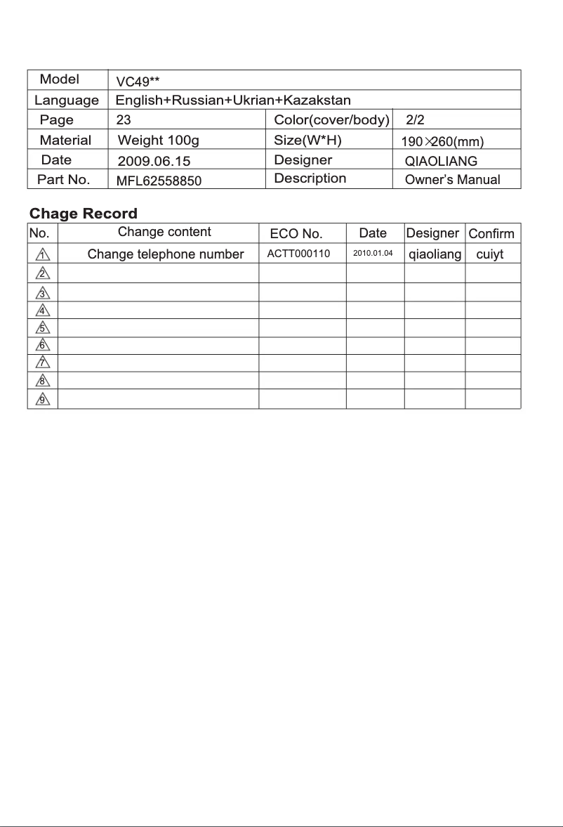 First page image of the manual for VK70286HU