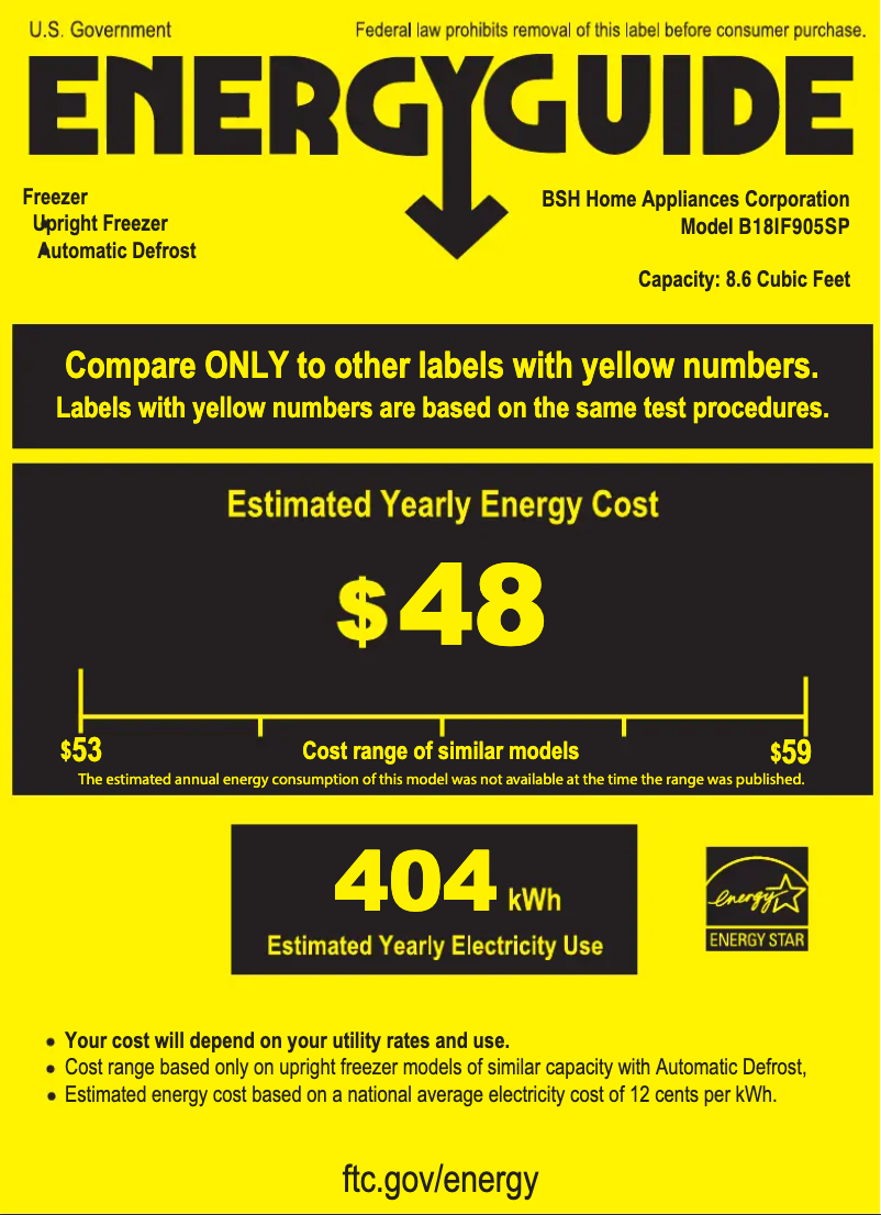 Page 1 of the manual Energy Label Bosch B18IF905SP