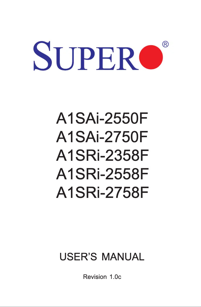 First page image of the manual for A1SAi-2750F