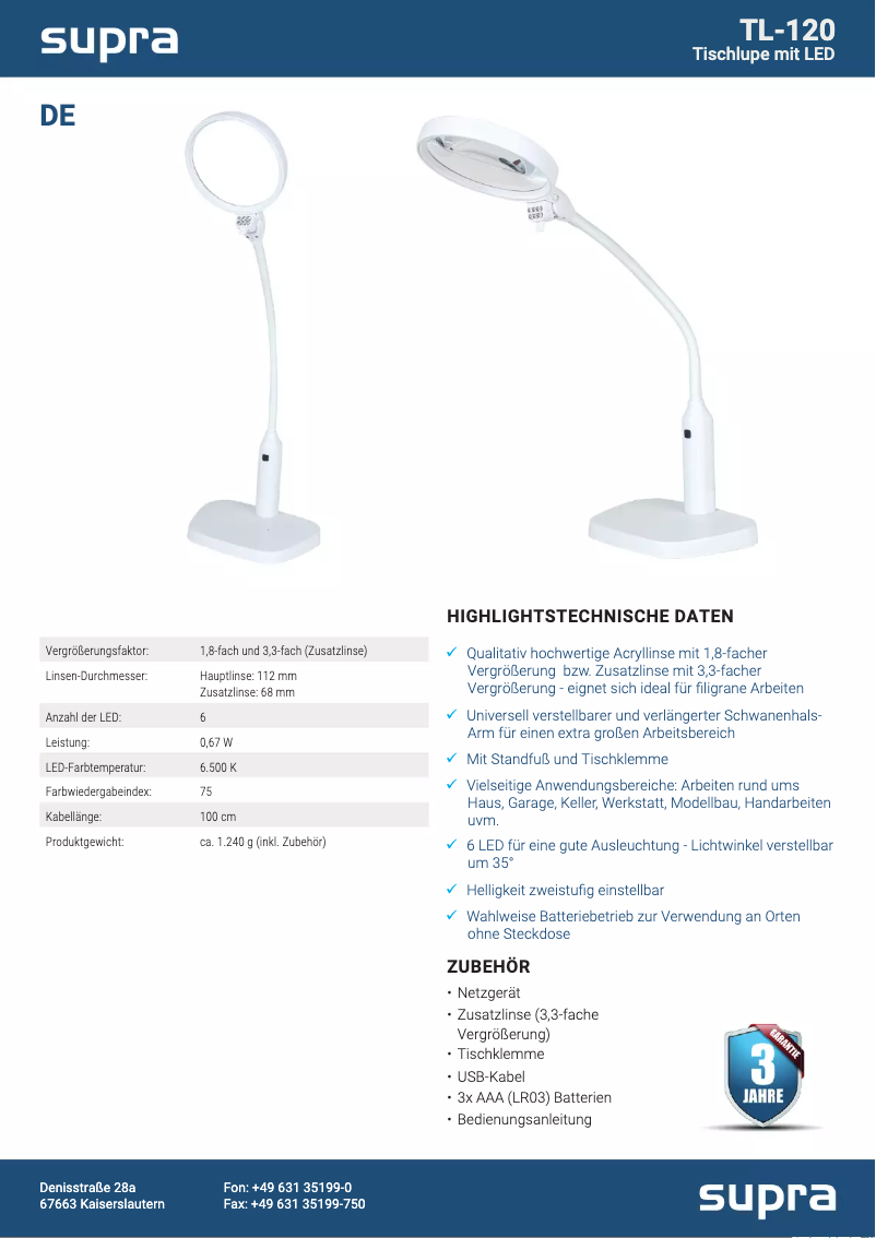 Page 1 of the manual User Manual Maginon TL-120