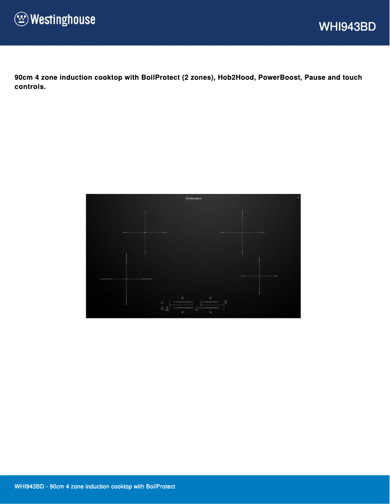 Page 1 of the manual Technical Sheet Westinghouse WHI943BD