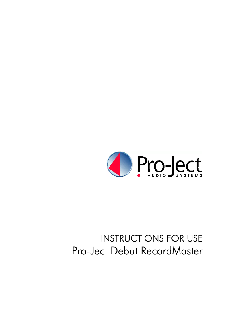 Page 1 of the manual User Manual Pro-Ject Debut RecordMaster II