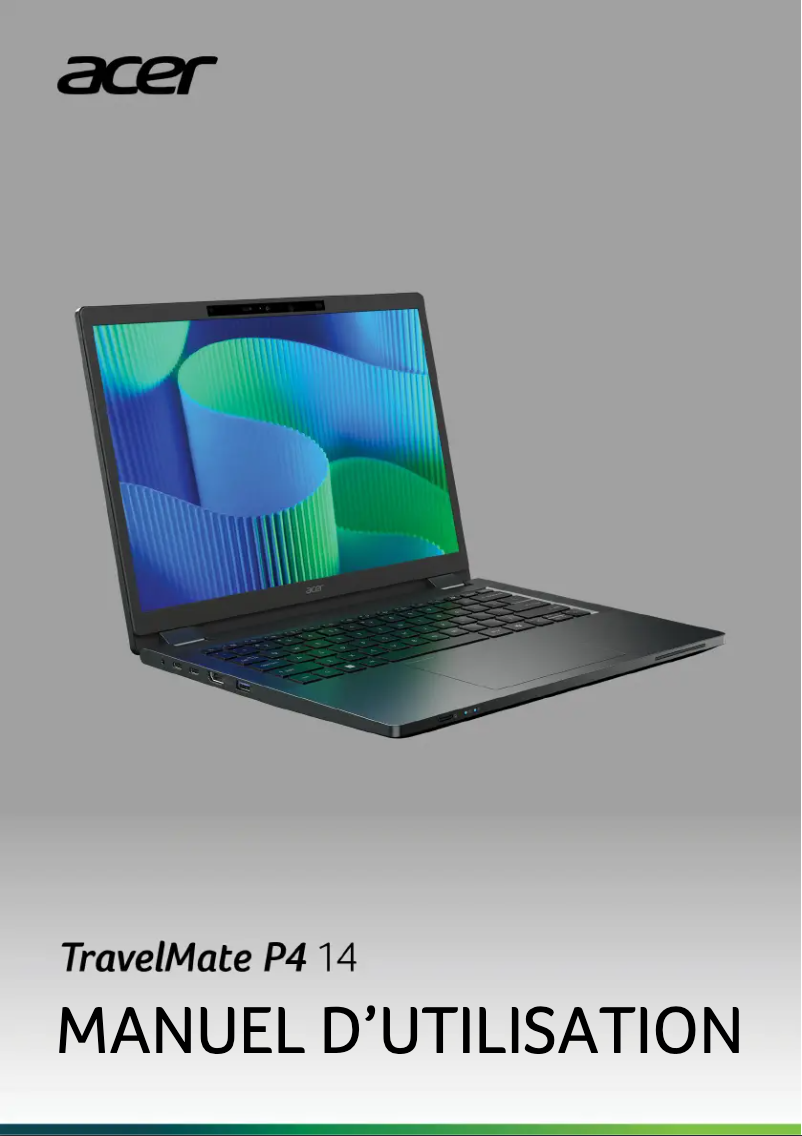 First page image of the manual for TravelMate P4 14