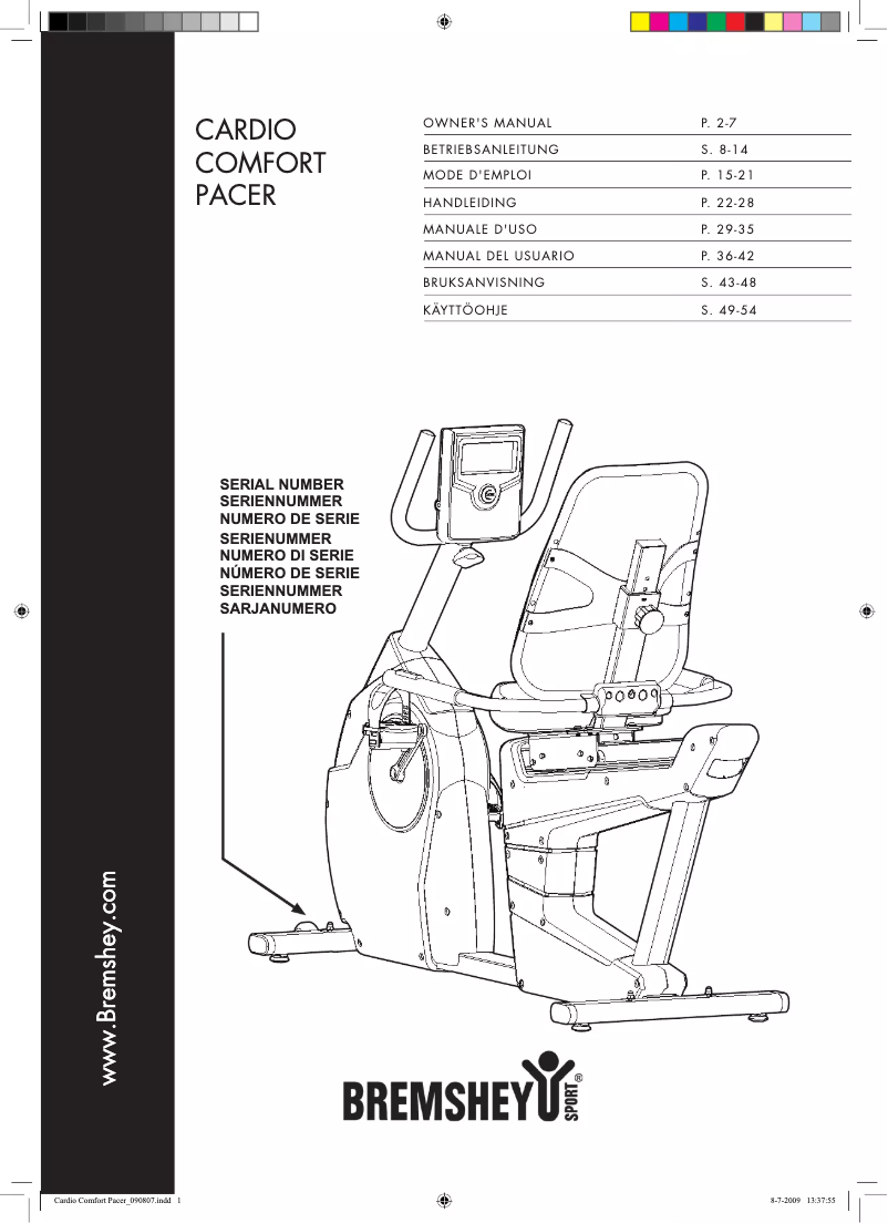 First page image of the manual for Cardio Comfort Pacer