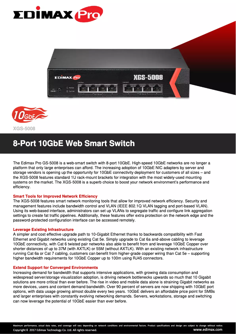 First page image of the manual for XGS-5008