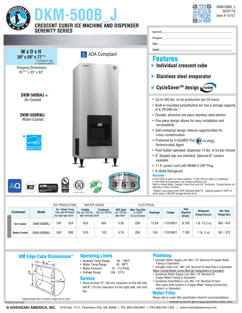 First page image of the manual for DKM-500BAJ