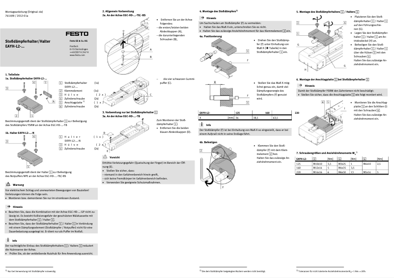 First page image of the manual for EAYH-L2-160