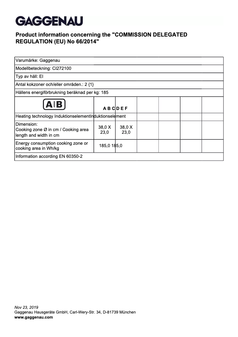 First page image of the manual for CI272100