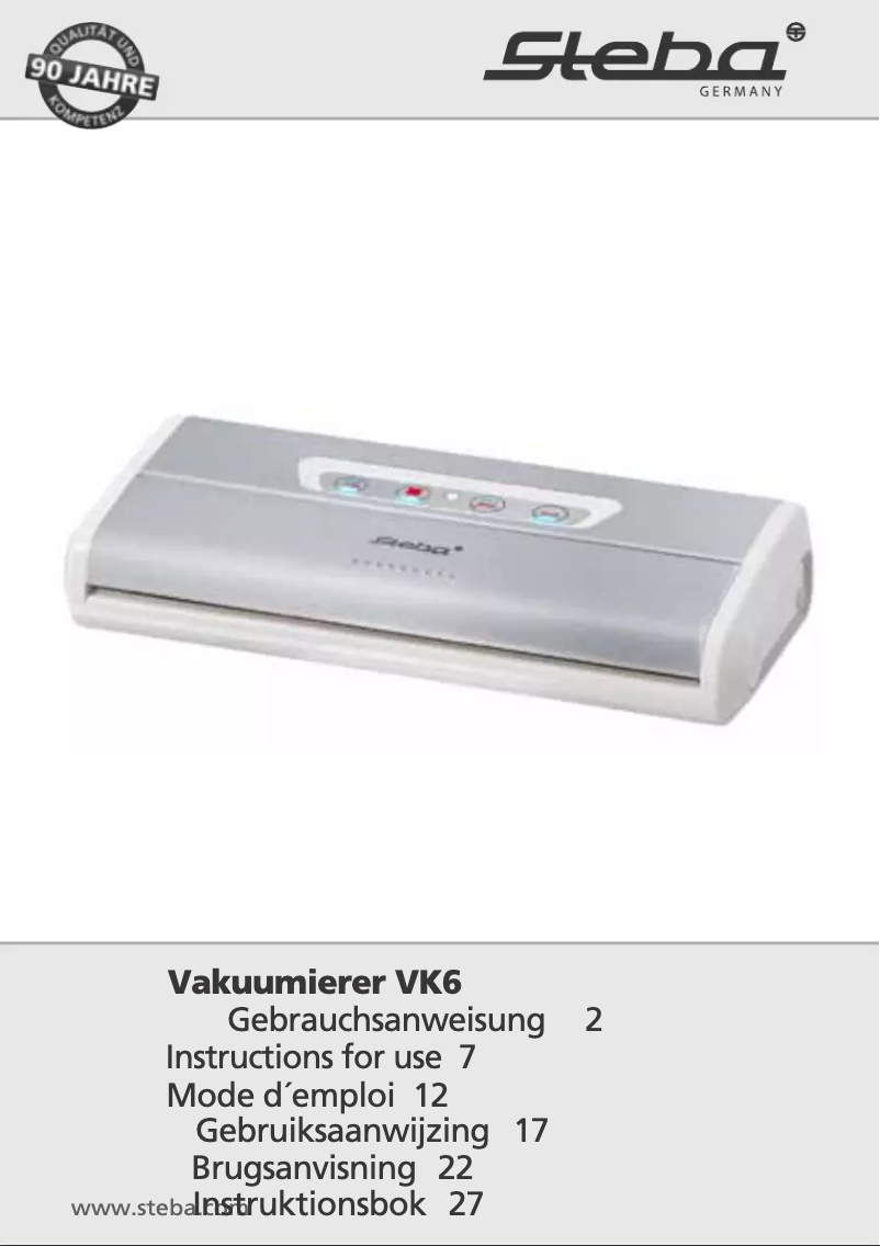 Page 1 of the manual User Manual Steba VK6