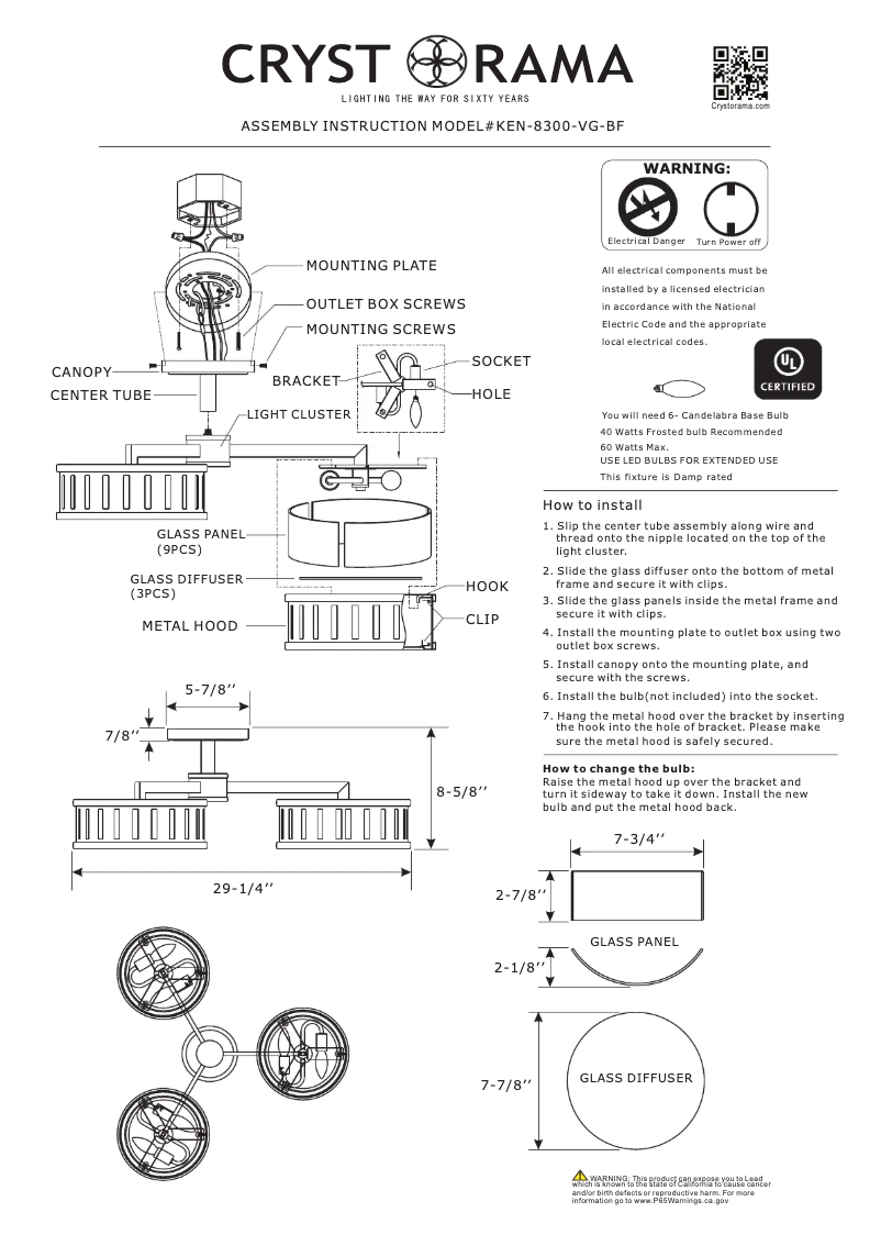 First page image of the manual for Kendal KEN-8300-VG-BF