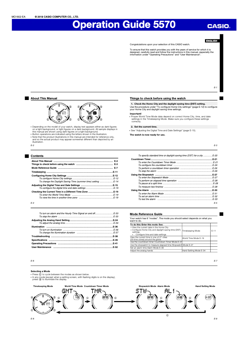 Page 1 of the manual User Manual Casio Baby-G BGA-250-2AER