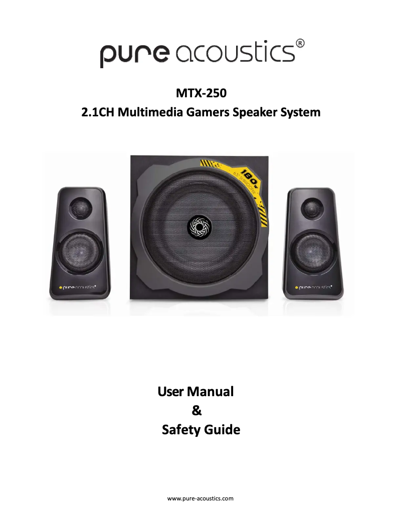 Page 1 of the manual User Manual Pure Acoustics MTX-250