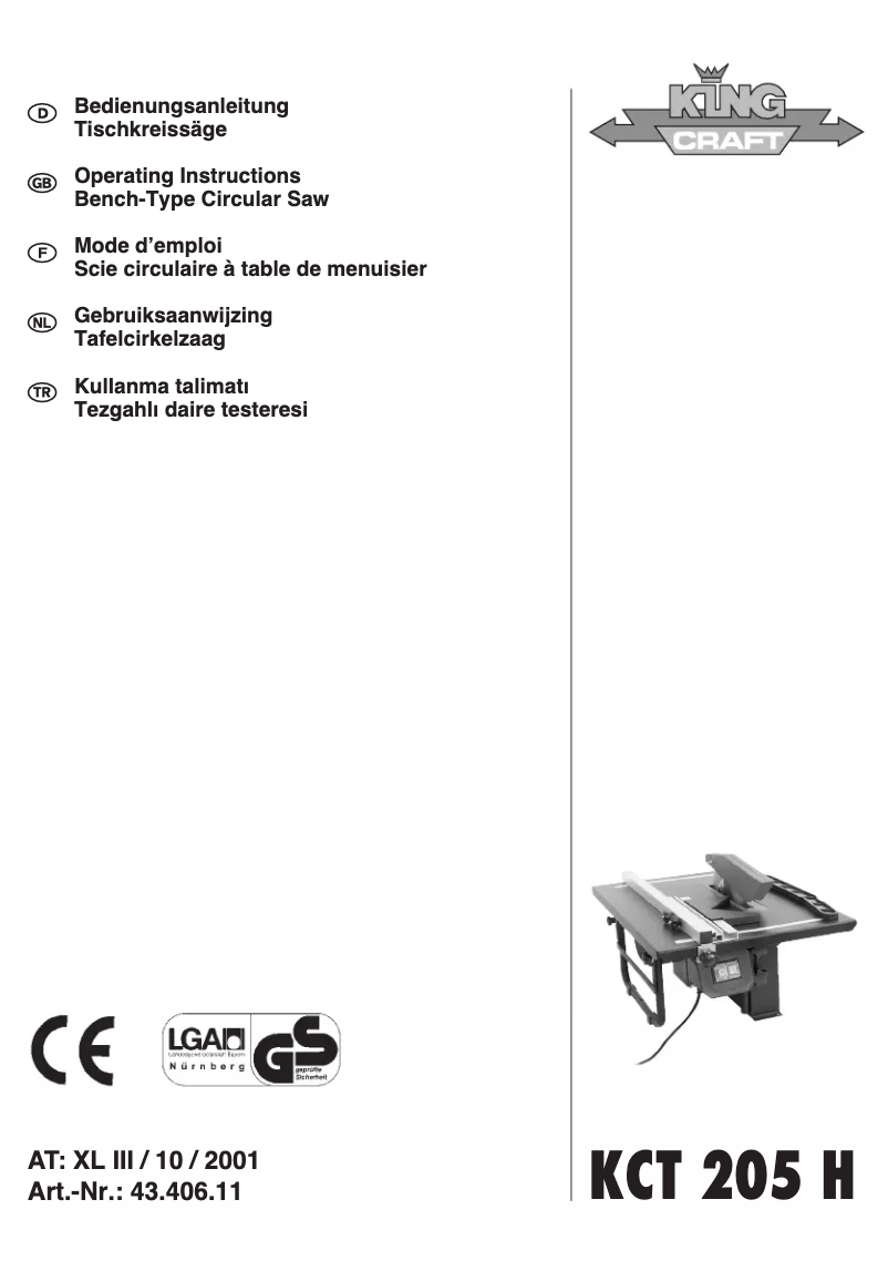 Page 1 of the manual User Manual King Craft KCT 205 H