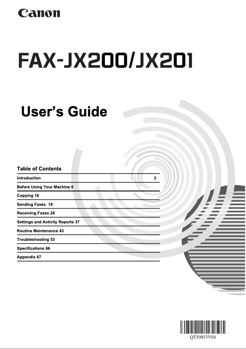 Page 1 of the manual User Manual Canon FAX-JX201