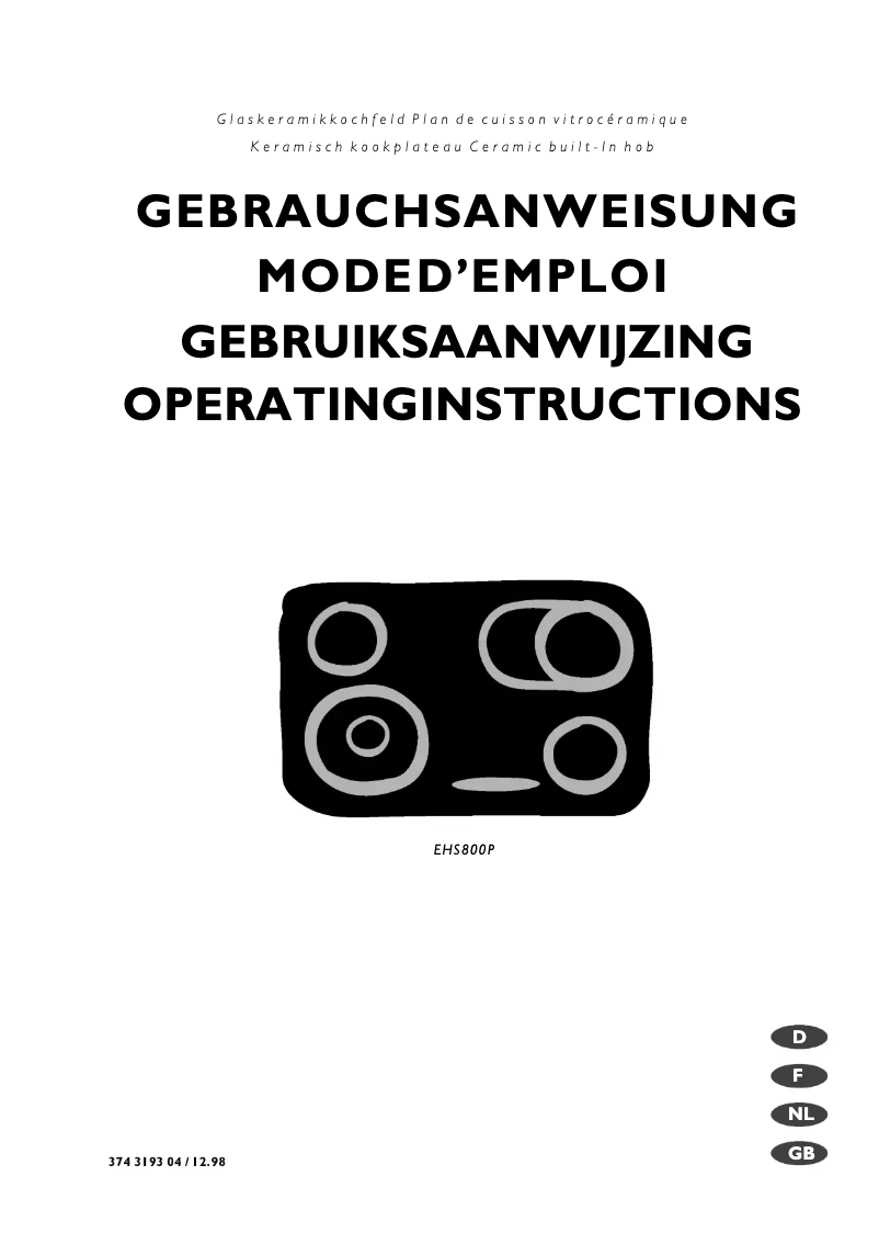 First page image of the manual for EHS800P