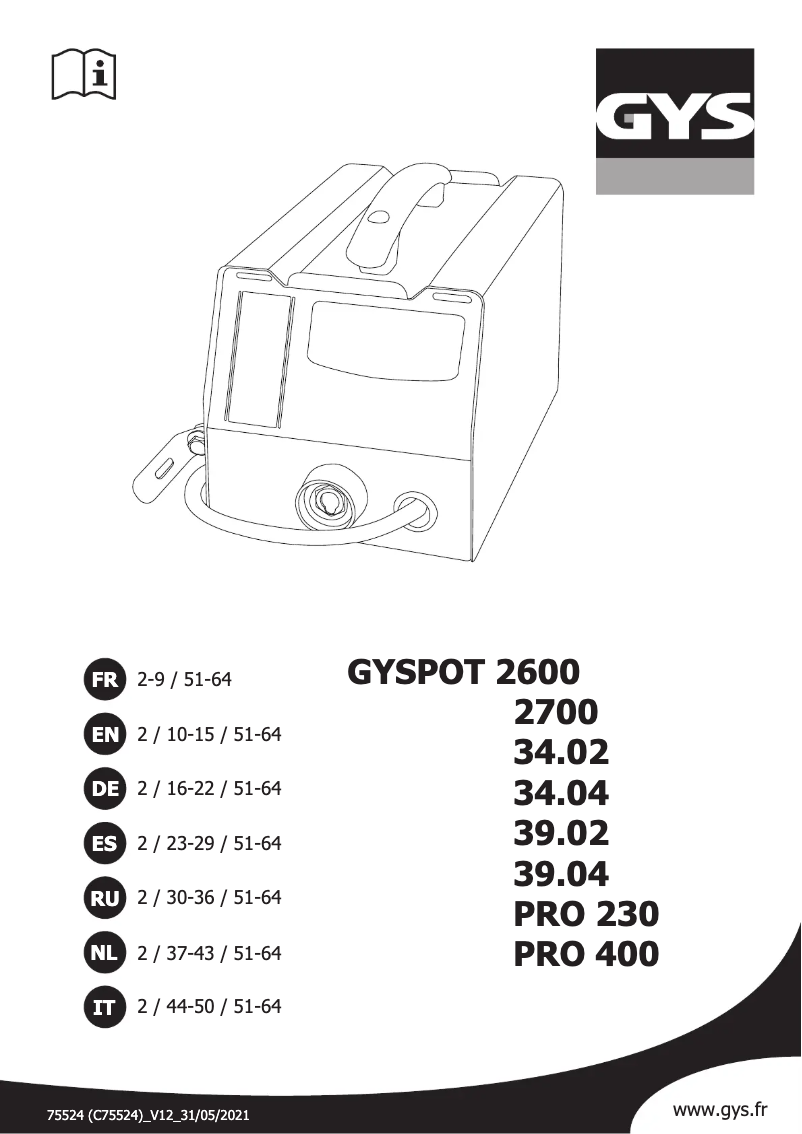 First page image of the manual for Gyspot 34.04