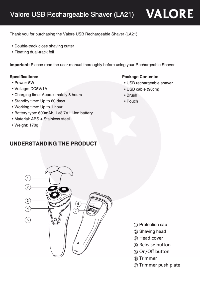 First page image of the manual for LA21