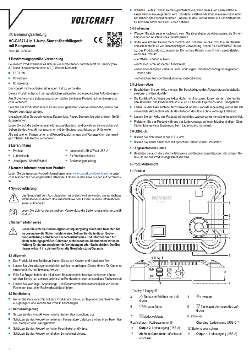 First page image of the manual for VC-CJS71