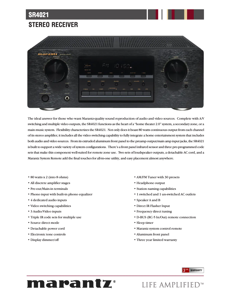 First page image of the manual for SR-4021