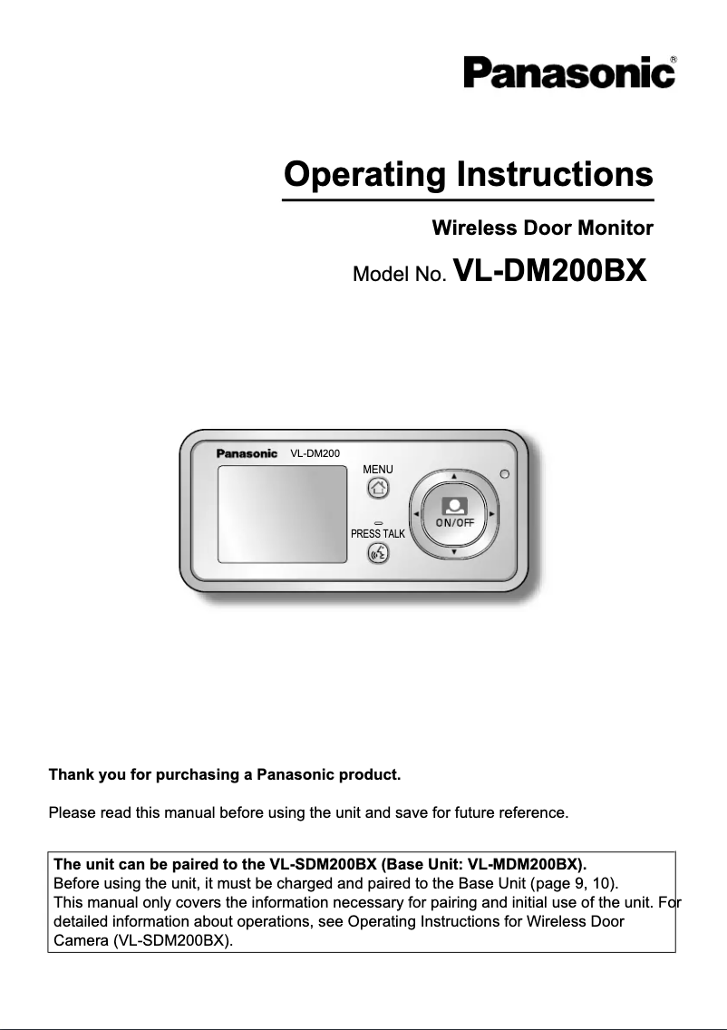 First page image of the manual for VL-DM200BX